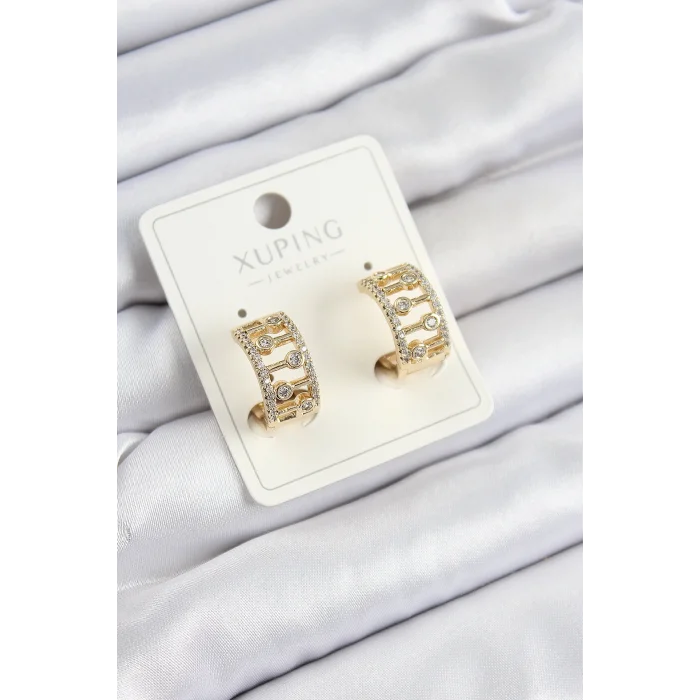 Xuping Zirkon Taşlı Çit Halka Model Gold Renk Kadın Küpe