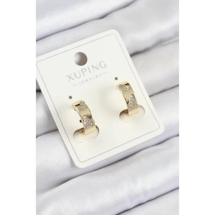Xuping Zirkon Taşlı Desenli Halka Model Gold Renk Kadın Küpe