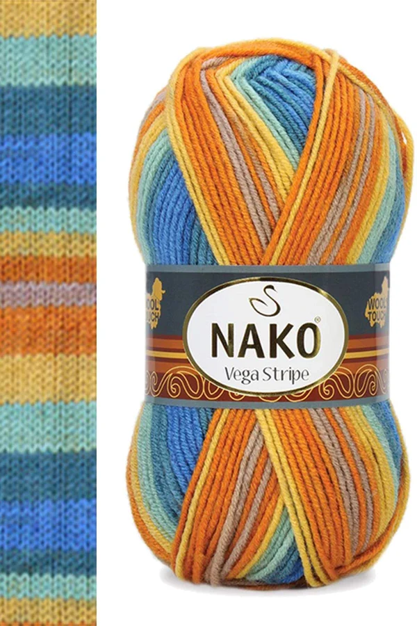 1 Adet Vega Stripe Premium Akrilik El Örgü İpi Yünü No: 82421