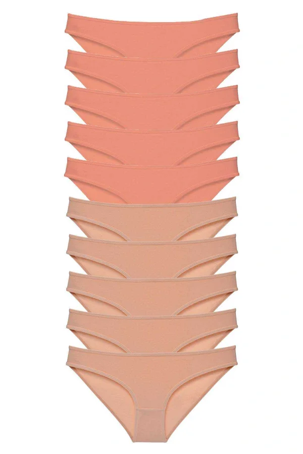 10 adet Süper Eko Set Likralı Kadın Slip Külot Pudra Ten