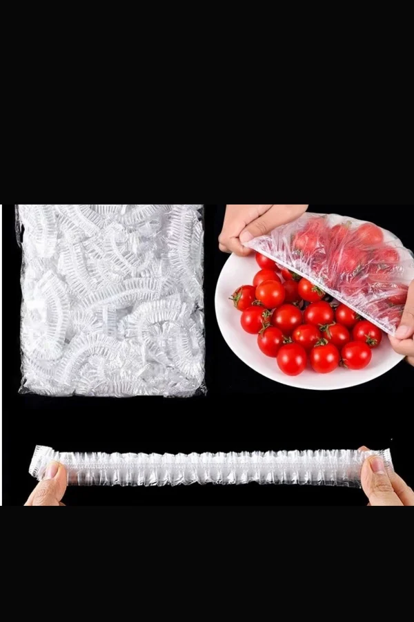 100 Adet Tazelik Koruyucu Tabak Tencere Gıda Bonesi  Çok Amaçlı Pratik Kapak Tencere Bonesi