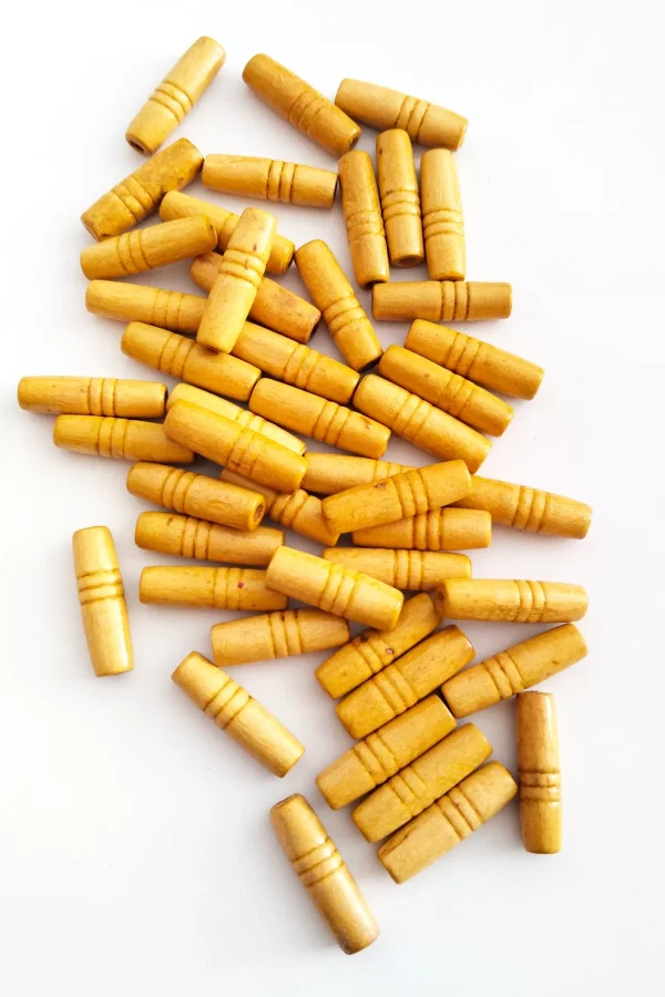 100 Gr (225 Adet) Ahşap Boncuk 25 mm boy x 10 mm en Doğal Ahşap Makrome El İşi Çanta