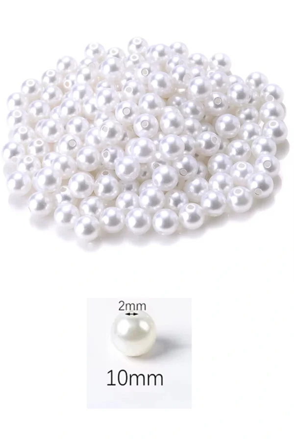 1.000 gram (1 kg.) 10mm Beyaz Renk Plastik İnci Boncuk Çanta ve Takı Yapım Boncuğu (~1.900 adet)