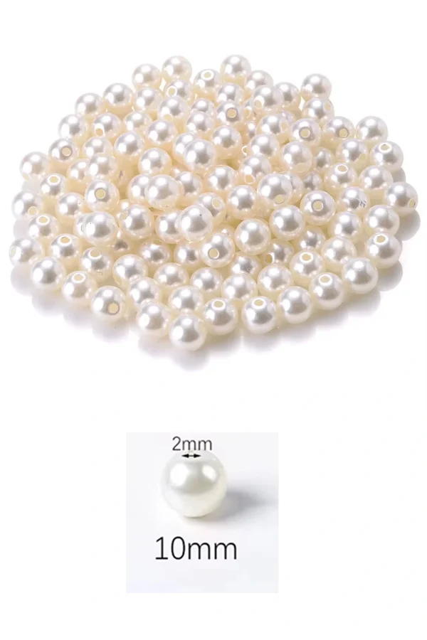 1.000 gram (1 kg.) 10mm Krem Renk Plastik İnci Boncuk Çanta ve Takı Yapım Boncuğu (~1.900 adet)