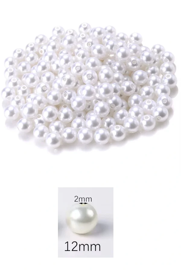 1.000 gram (1 kg.) 12mm Beyaz Renk Plastik İnci Boncuk Çanta ve Takı Yapım Boncuğu (~800 adet)