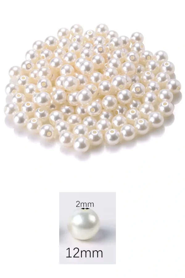 1.000 gram (1 kg.) 12mm Krem Renk Plastik İnci Boncuk Çanta ve Takı Yapım Boncuğu (~800 adet)