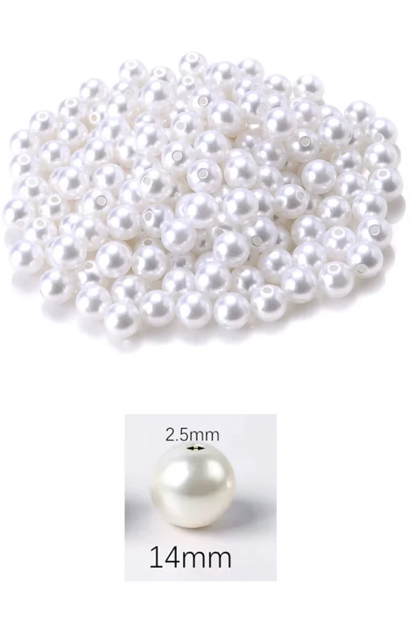 1.000 gram (1 kg.) 14mm Beyaz Renk Plastik İnci Boncuk Çanta ve Takı Yapım Boncuğu (~540 adet)