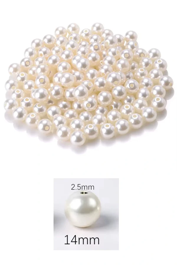 1.000 gram (1 kg.) 14mm Krem Renk Plastik İnci Boncuk Çanta ve Takı Yapım Boncuğu (~540 adet)