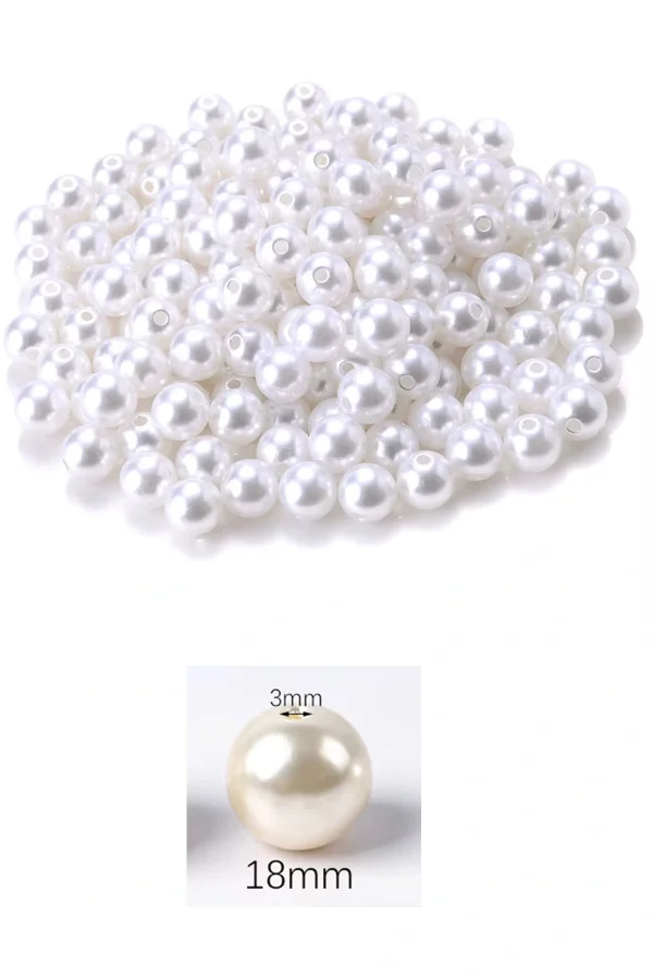 1.000 gram (1 kg.) 18mm Beyaz Renk Plastik İnci Boncuk Çanta ve Takı Yapım Boncuğu (~220 adet)