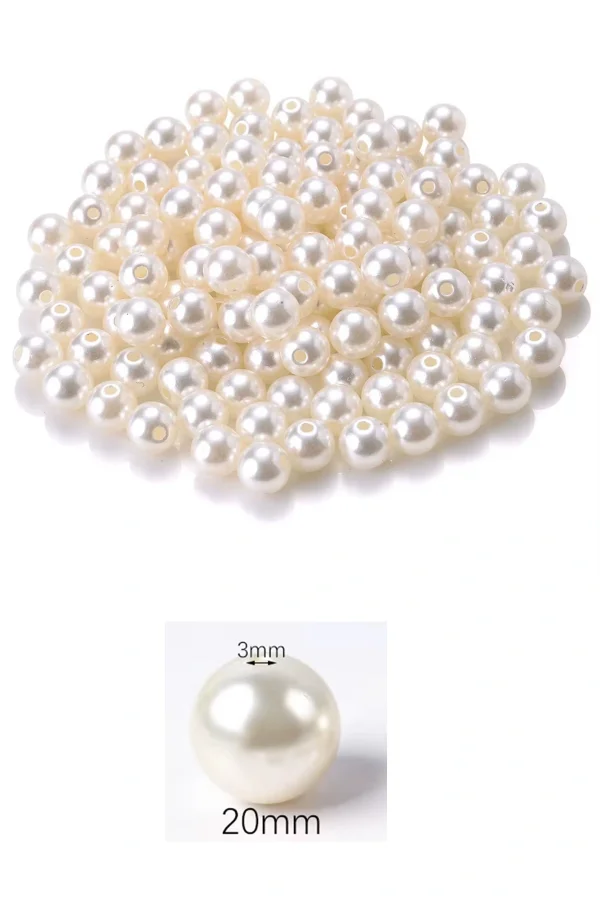 1.000 gram (1 kg.) 20mm Krem Renk Plastik İnci Boncuk Çanta ve Takı Yapım Boncuğu (~200 adet)