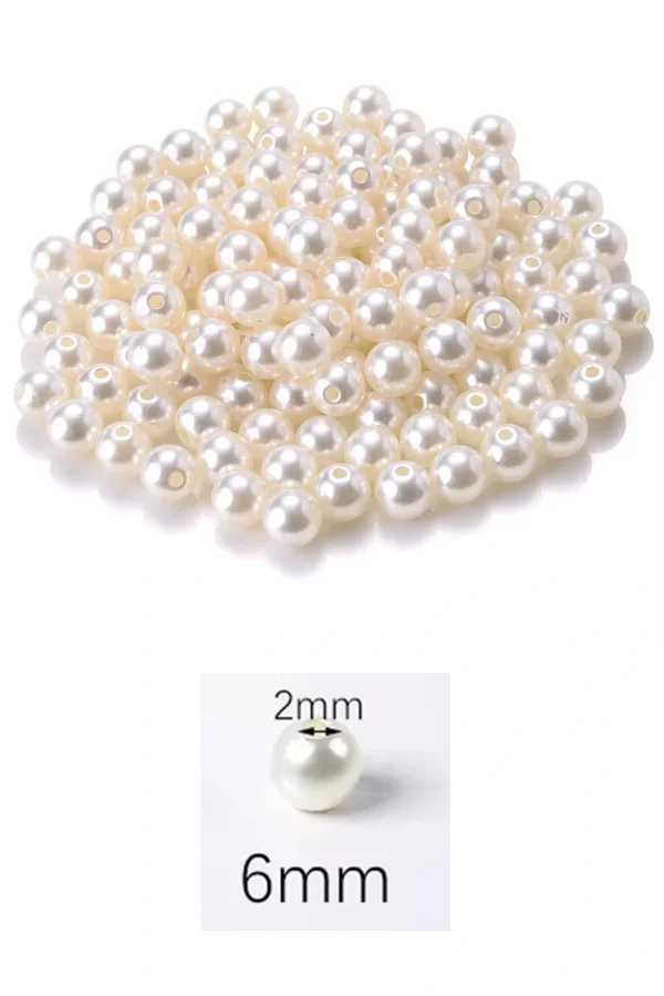 1.000 gram (1 kg.) 6mm Krem Renk Plastik İnci Boncuk Çanta ve Takı Yapım Boncuğu (~7.500 adet)