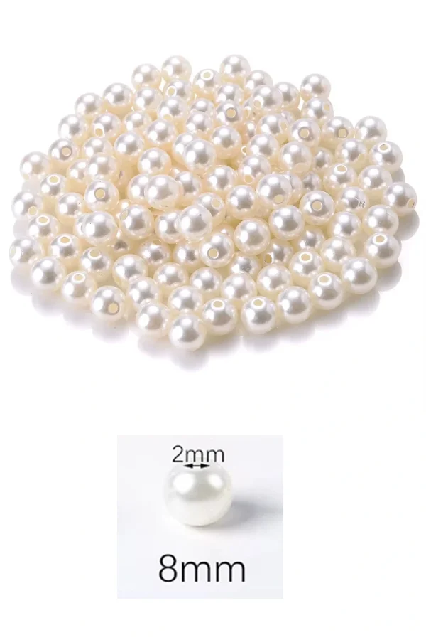 1.000 gram (1 kg.) 8mm Krem Renk Plastik İnci Boncuk Çanta ve Takı Yapım Boncuğu (~3.200 adet)