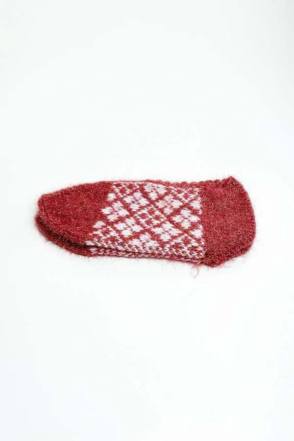 2 Çift El Örgüsü Kışlık Şık Kadın Yün Patik Set 2