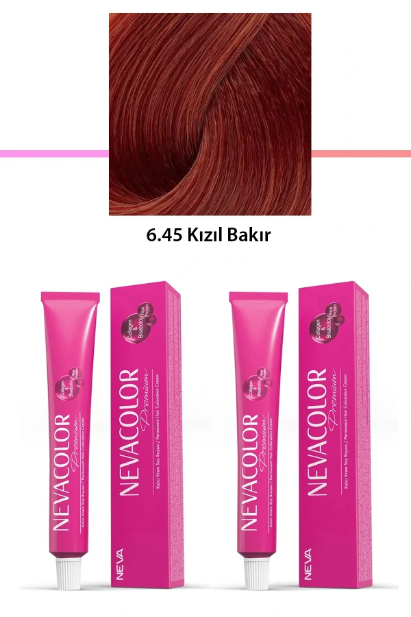 2 li Set Premium 6.45 Kızıl Bakır - Kalıcı Krem Saç Boyası 2 X 50 g Tüp