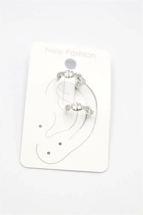 2li Taşlı Kıkırdak Küpe - Gümüş