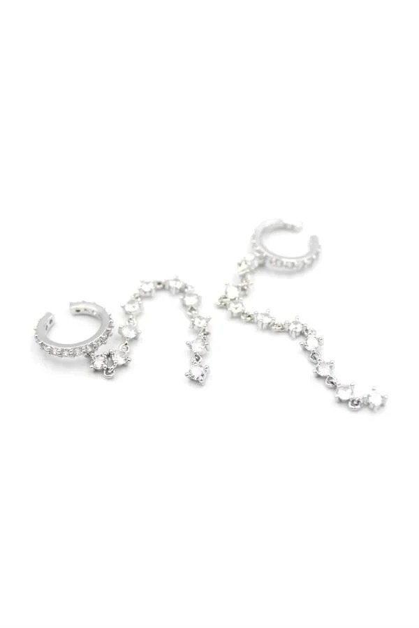 2li Taşlı Kıkırdak Küpe - Gümüş