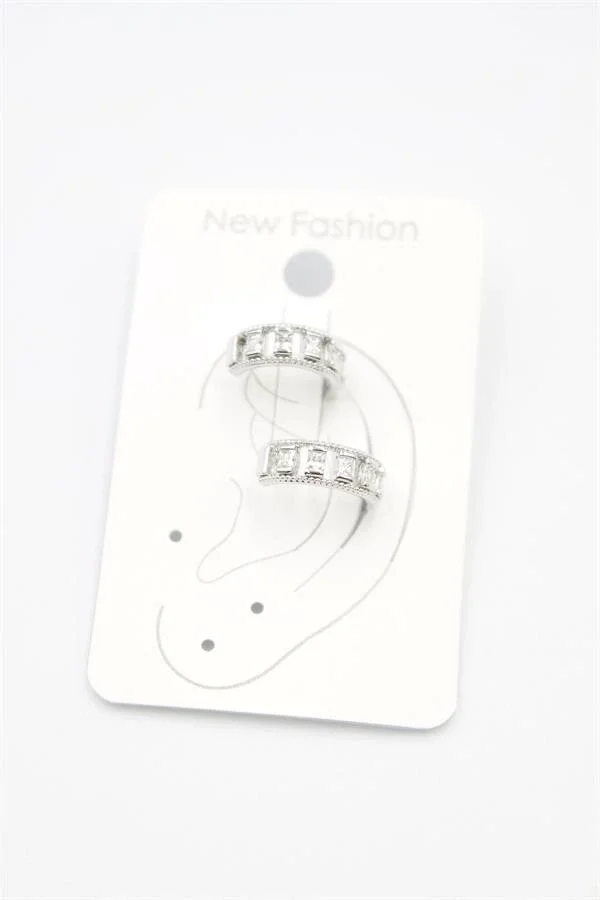 2li Taşlı Kıkırdak Küpe - Gümüş