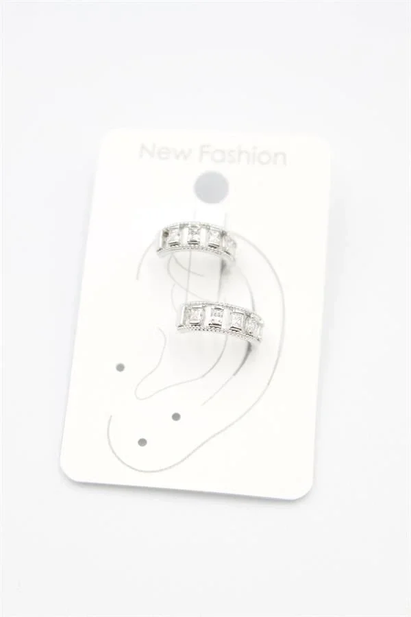 2li Taşlı Kıkırdak Küpe - Gümüş