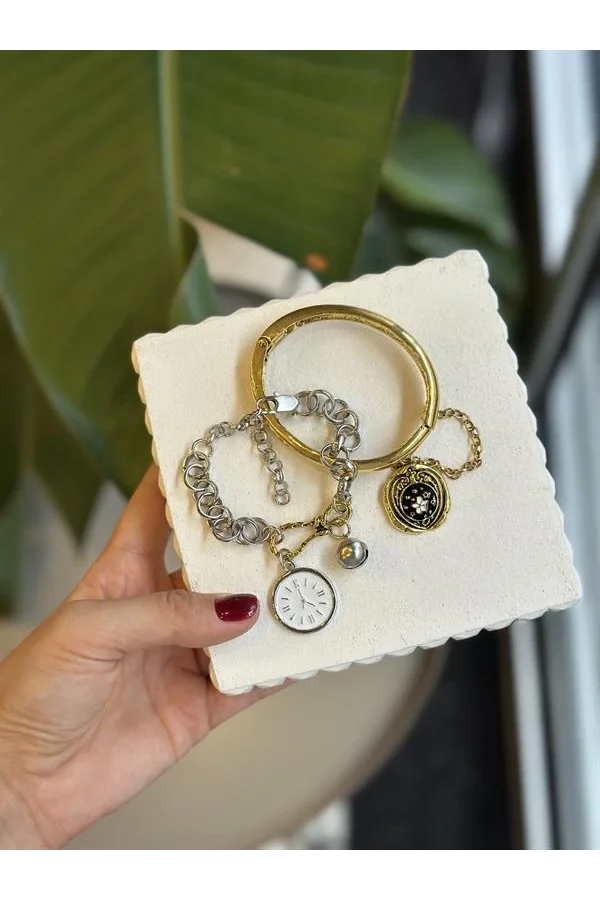 2li Zincirli Saat Bileklik - ÇOK RENKLİ