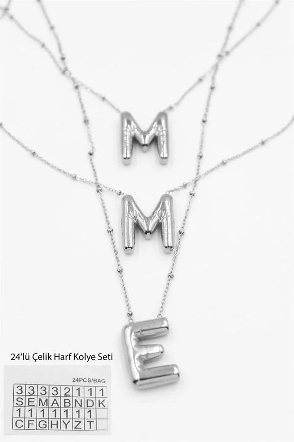 24lü Harf Kolye Seti - Gümüş