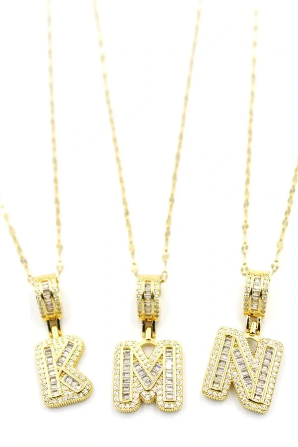 24lü Taşlı  Harf Kolye - Altın