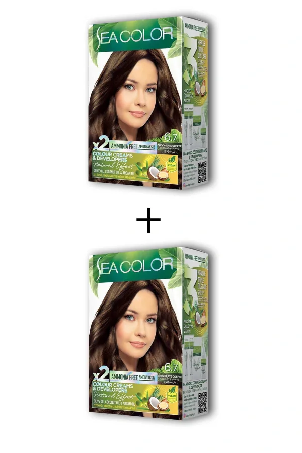 2X2 Tüp Krem Saç Boyası Seti Çikolata Kahve No:6.7