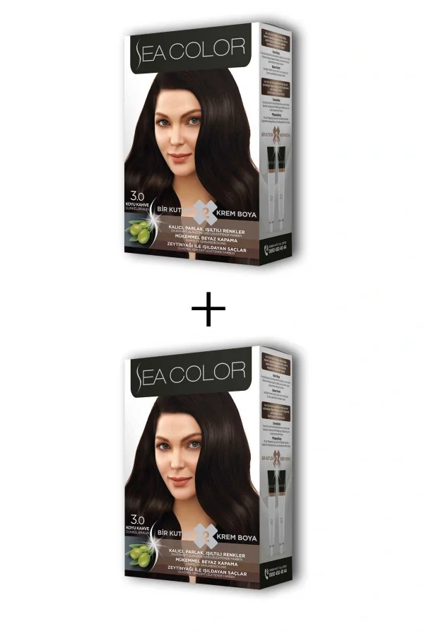 2X2 Tüp Krem Saç Boyası Seti Koyu Kahve No:3.0
