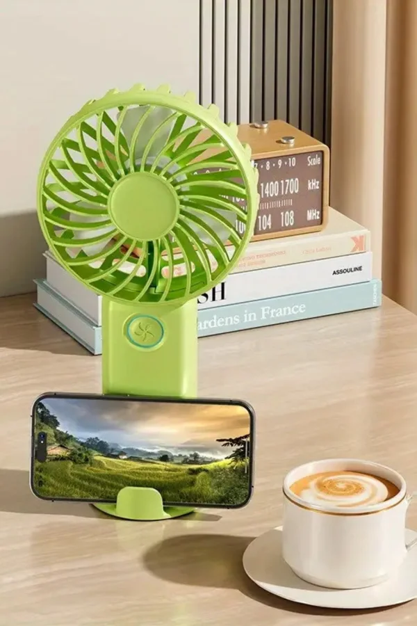3 Hız Kademeli Şarjlı Sessiz El Vantilatörü Telefon Tutucu Özellikli El Masa Fanı