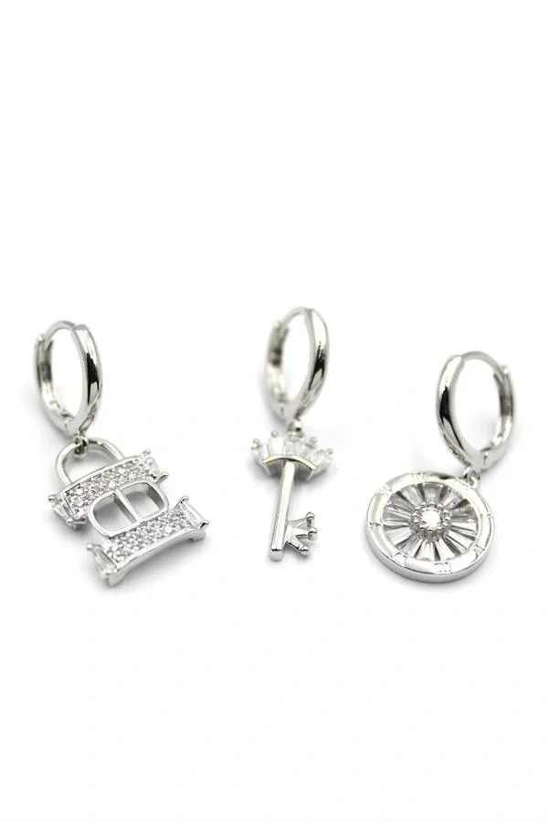 3lü CD Küpe - Gümüş