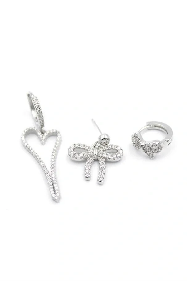 3lü Fiyonk Küpe - Gümüş