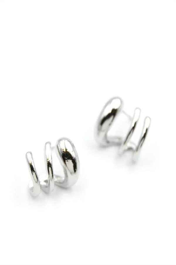 3lü Görünümlü Küpe - Gümüş