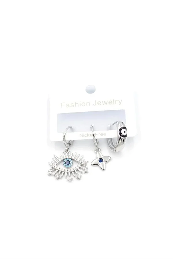 3lü Göz Küpe - Gümüş