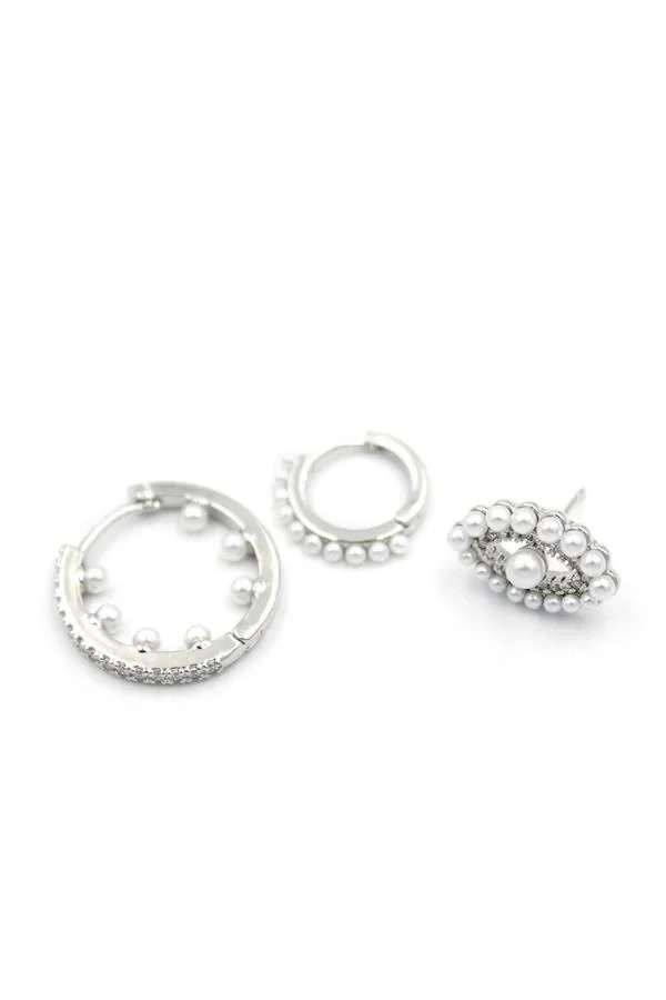 3lü Göz Küpe - Gümüş