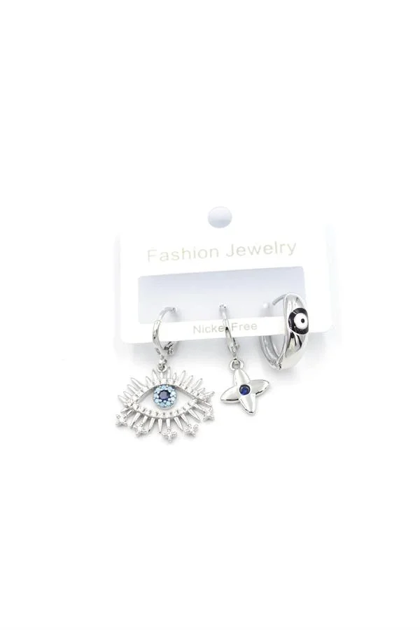 3lü Göz Küpe - Gümüş