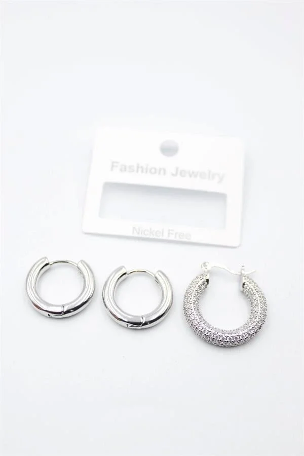 3lü Halka Küpe - Gümüş