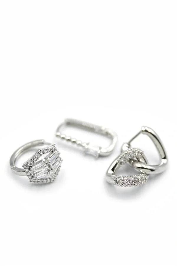 3lü Halka Küpe - Gümüş