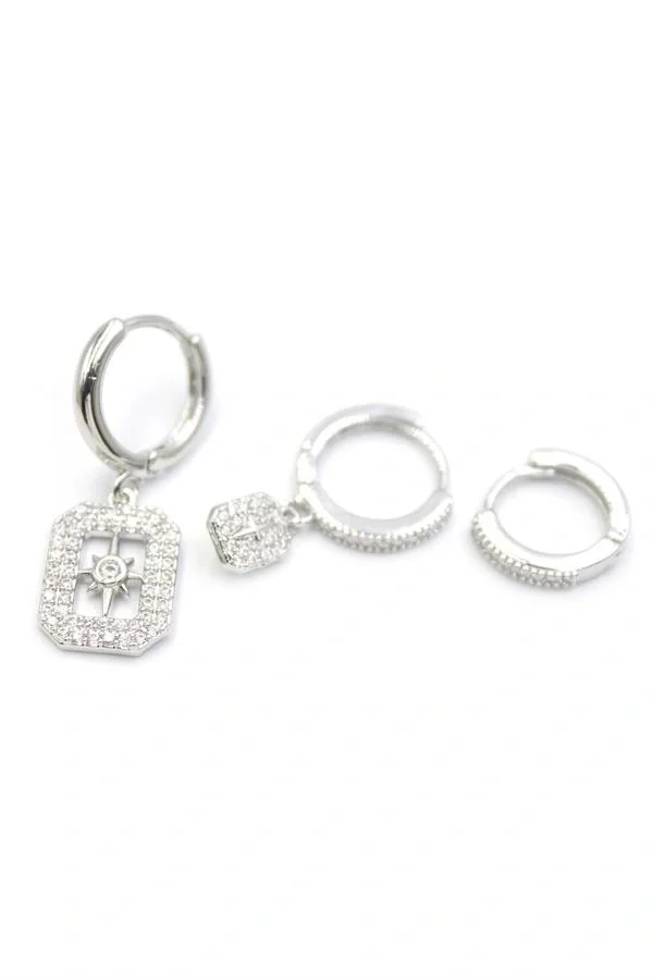 3lü Kutup Yıldızı Küpe - Gümüş