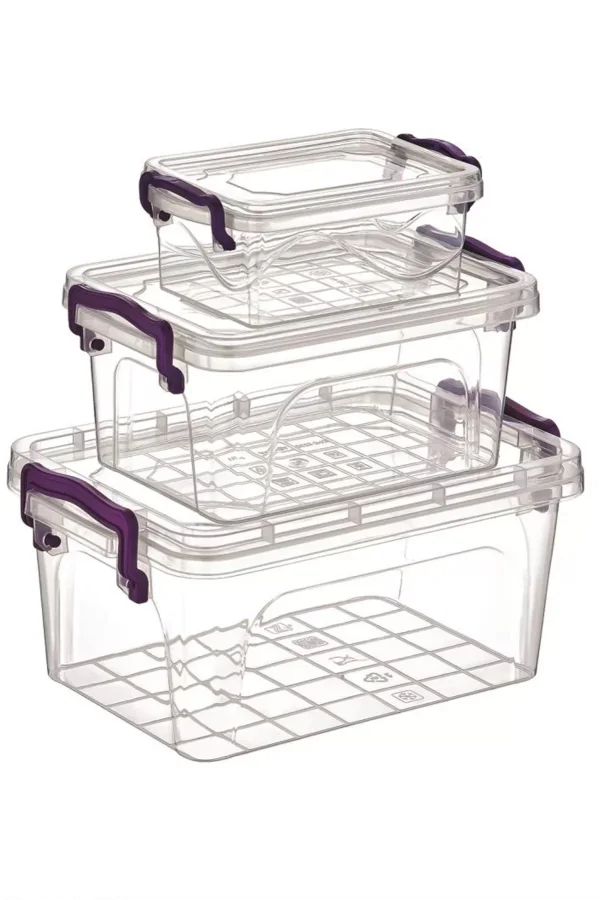 3lü Mini Dikdörtgen Saklama Kabı Royaleks-ÇNK2075