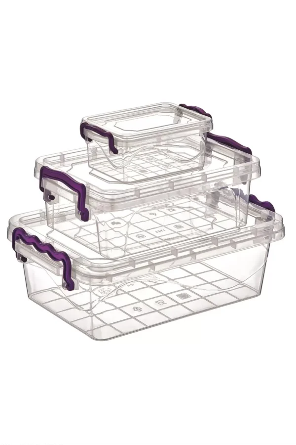 3lü Viyola Mini Dikdörtgen Saklama Kabı Royaleks-ÇNK2076