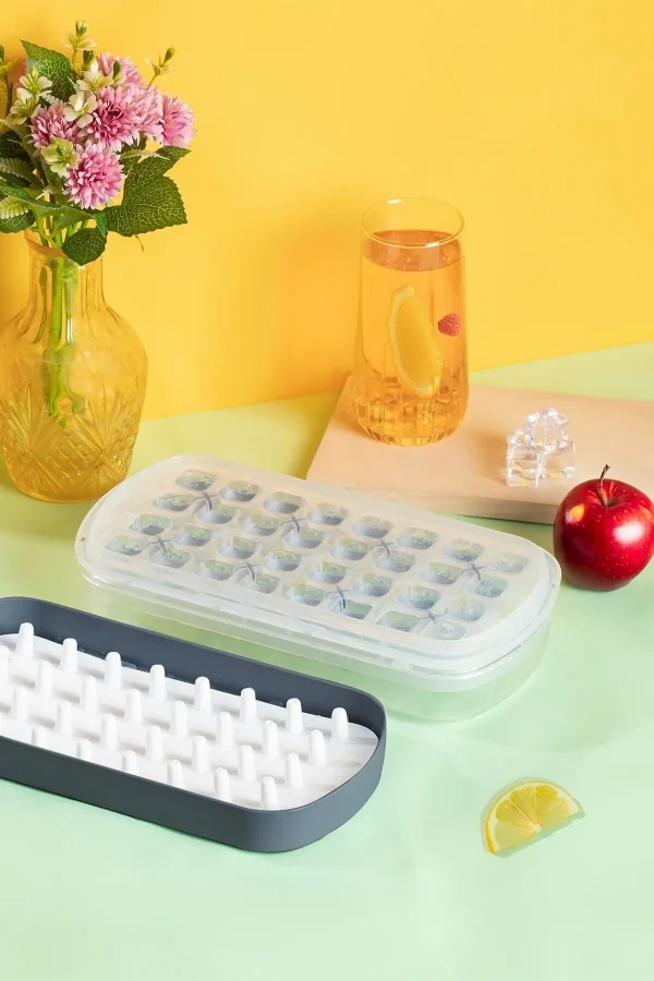 32li Buzluk Buz Saklama Kabı - Bas Çıkar Buz Küpü Hazneli Buz Kalıbı-Antrasit Royaleks-MP-7075