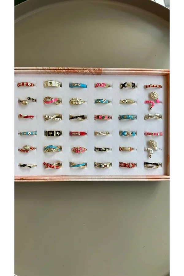 36lı Renkli Yüzük - ÇOK RENKLİ