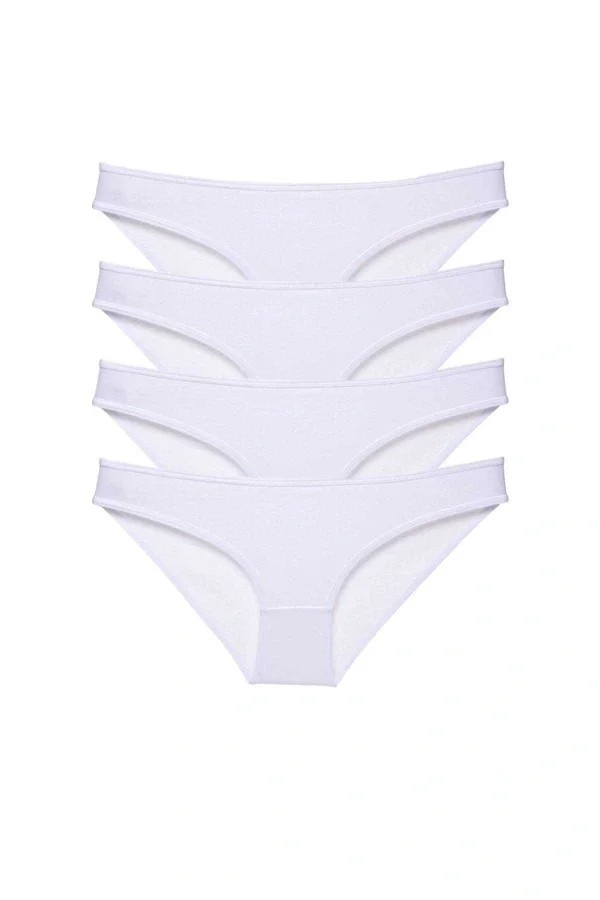 4 adet Süper Eko Set Likralı Kadın Slip Külot Beyaz