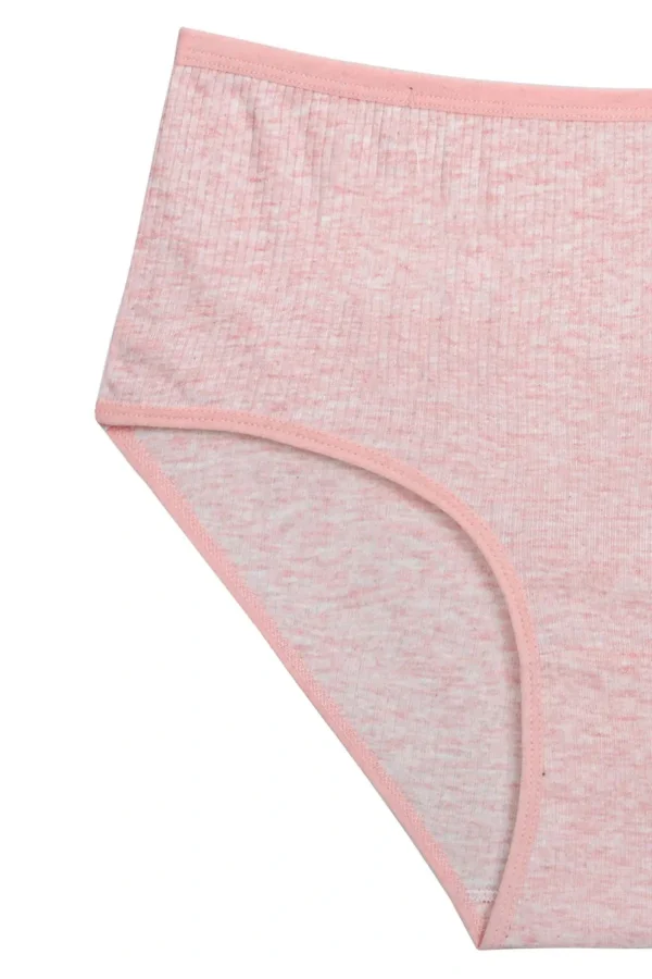 4lü Yeni Seri Renkli Yüksek Bel Fitilli Ribana Bato Külot Pembe