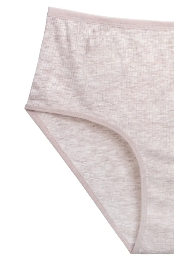 4lü Yeni Seri Renkli Yüksek Bel Fitilli Ribana Bato Külot Pudra Gri Turquaz