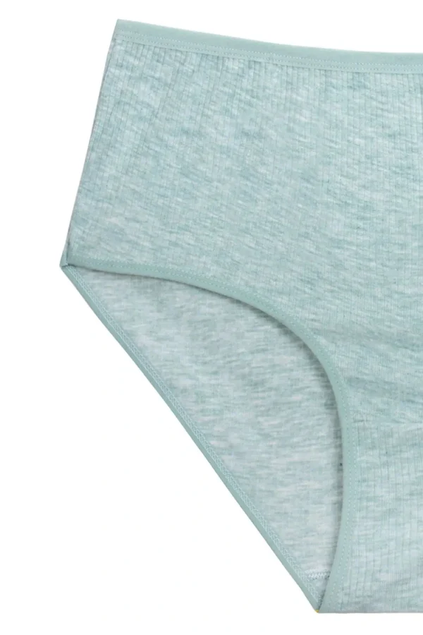 4lü Yeni Seri Renkli Yüksek Bel Fitilli Ribana Bato Külot Şeftali Yeşil