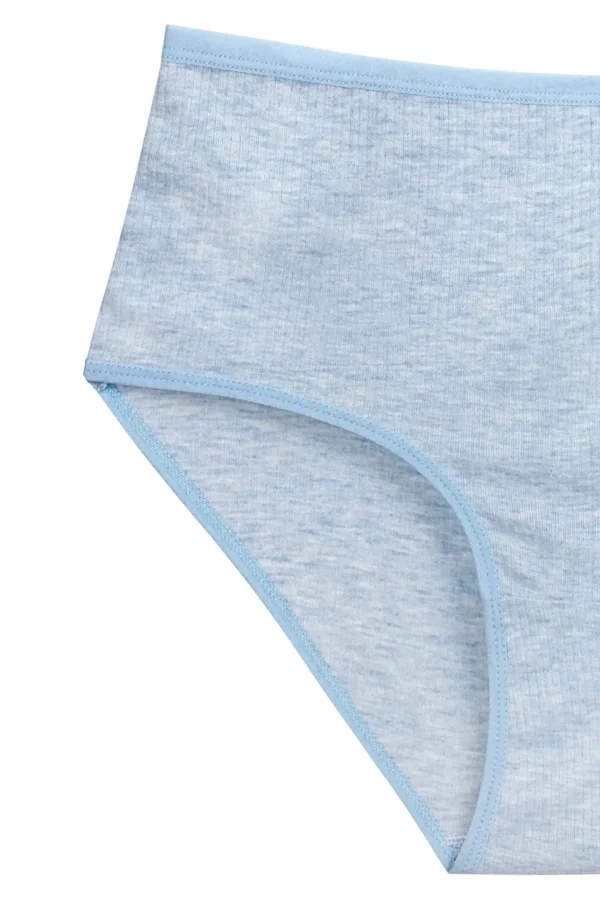 4lü Yeni Seri Renkli Yüksek Bel Fitilli Ribana Bato Külot Turquaz Gri