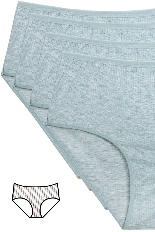 4lü Yeni Seri Renkli Yüksek Bel Fitilli Ribana Bato Külot Yeşil