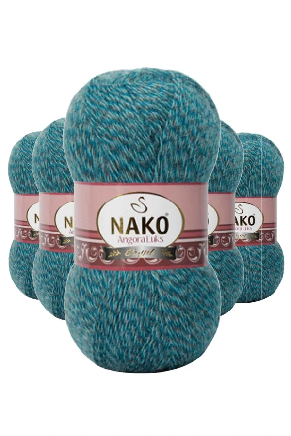 5 Adet Angora Lüks El Örgü İpi Petrol Muline 21357