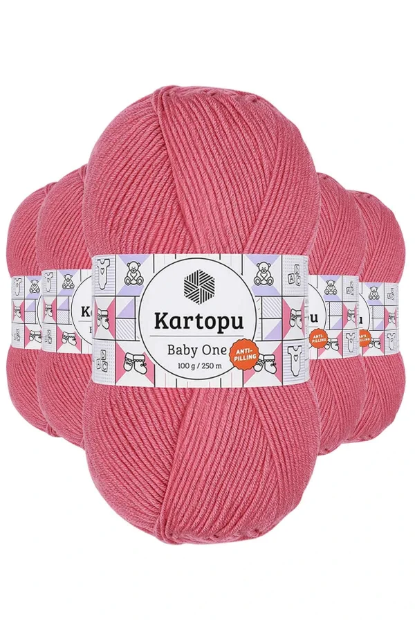5 Adet Baby One Tüylenmeyen El Örgü İpi Yünü Şeker Pembe K244