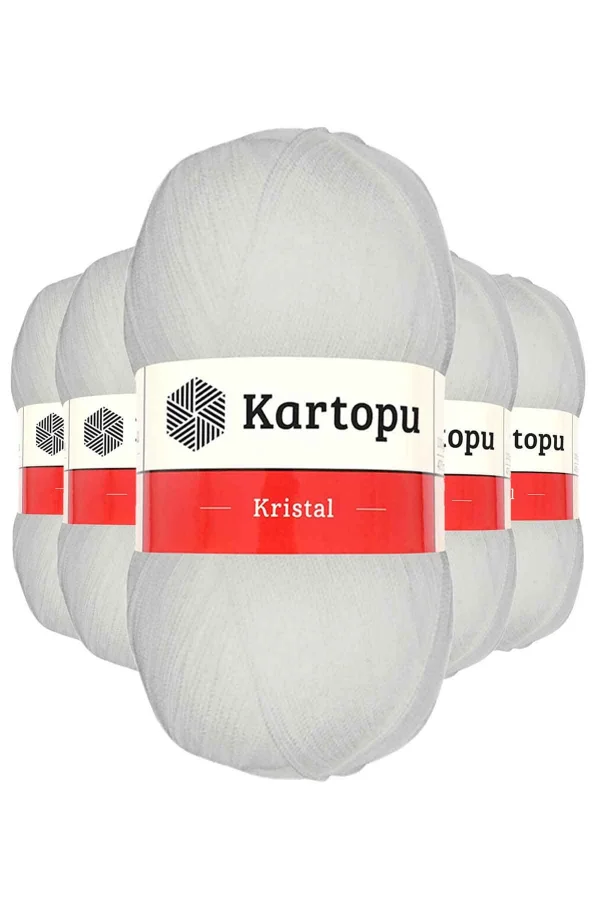 5 Adet Kristal Çift Katlı El Örgü Lif İpi Beyaz K010